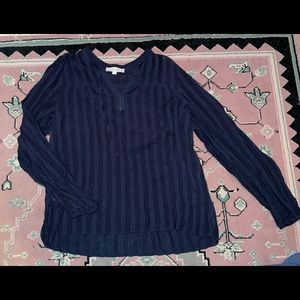 Ann Taylor LOFT textured blouse-Large-Navy